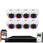 GW Security 8 Channel 12MP NVR 8MP 4K Fulltime Color Night Vision Two-Way Audio Alarm Lights Security Camera System with (8) 8MP AI Face/Human/Vehicle Detection IP PoE Dome Security Cameras