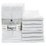 Homewear Kitchen Bar Mop Towels, Pack of 12, 16 x 19 Inches, Cotton, Super Absorbent, Multi-Purpose Cleaning Cloths, Machine Washable, Basic Utility, White