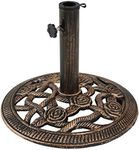 Sunnydaze Rose Blossom 16-Inch Diameter Cast Iron Patio Umbrella Base Stand - Bronze