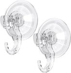 GlobaLink Suction Hooks, Clear Reusable Heavy Duty 3KG Vacuum Suction Cup Hooks, Plastic Suction Hanger Vacuum Seamless Sucker Hook for Bathroom Kitchen Window Bags Coats Xmas Wreath, 2 Pack