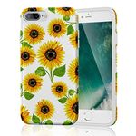 Sunflower Floral Protective Scratch Resistant Bumper Cover Soft Flexible TPU Back Case [Supports Wireless Charging] for iPhone 7 Plus/iPhone 8 Plus