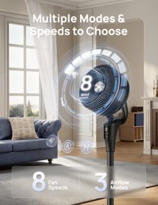 Dreo Silent Standing Fan 42” – 8 Speeds, Remote, Oscillating, Adjustable Height