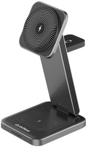 Stuffcool Rover Foldable 3 in 1 Magnetic Wireless Charging Station, Made with Anodised Aluminium, Perfect for iPhone 15/14/13/12 Series, Apple Watch, airpods, Includes 18W QC3.0 Wall Charger