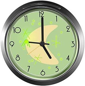 Geekify Glow in The Dark Sputnik Satellite Silent Retro Alarm Clock, Non Ticking Vintage Alarm Clock, Outer Space Décor – Green/Yellow with Chrome Finish