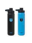 TEGO Stainless-Steel Rapid Insulated Water Bottle - Vacuum Sealed Steel with Cleaning Brush (Pack of 2 - Black - Blue)-Gym, Thermos, Shaker, Sports