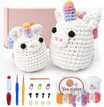 Yes sister Crochet Kit for Beginners, Crochet Kit Animals with Easy Peasy Yarn, 2PCS Beginner Crochet Kit for Adults & Kids, Learn Crochet with Step-by-Step Video Tutorials, Iris The Unicorn