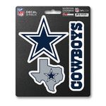 Fanmats Unisex-Adult NFL Dallas Cowboys Team Decal, 3-Pack Blue, One Size