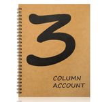 Accounting Ledger Book 3 Column 7 * 9.25inch Columnar Notebook Columnar Pad 3 Columns Kraft Paper Cover 100 Pages for Personal Use Small Business(50 Sheet) (1)