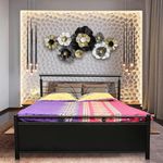 Royal Interiors Leaflet Metal Queen Size Bed with Foam Mattress and with Hydraulic Storage for Bedroom Living Room Furniture Double Bed for Home (Queen Size) (75"x60")