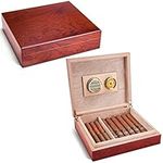 CIGARLOONG Cigar Humidor Travel Cedar Wood Cherry Desktop Box with Hygrometer and Humidifier Holds up to 15-20 Cigars