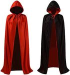 Ourlove Fashion Black and Red Reversible Halloween Christmas Cloak Masquerade Party Cape Costume (47 inch, with Hood)