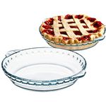 Glass Pie Plate for Baking Clear Pie Dish for Baking Pie Pan with Handles Glass Pie Dish, 6 inch 2pack