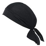 PAROPKAR Headwear Cooling Helmet Liner - Do Rag Skull Caps for Men - Hard Hat Liner Sweat Cap - Biking Cycling Cap (Black)