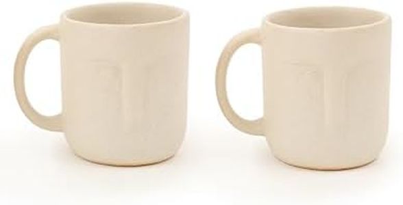 Ellementry Moai Ceramic Mug Set of 2 (350 ML) | Mugs for Coffee, Tea and Milk | Microwave Safe Cup Set | Cofee Mugs for Office, Home and Travel | Chip Resistant | Birthday Gift