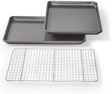 Chicago Metallic Professional Non-Stick Cookie and Jelly-Roll Pan Set with Cooling Rack, 17 by 12.25 Inches