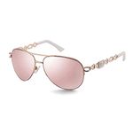 FONHCOO Sunglasses for Women Men Mirrored Sunglasses Oversized Metal Frame UV400 (PINK/WHITE)