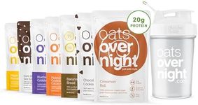 Oats Overnight Vegan Variety Pack - High Protein, High Fiber Breakfast Protein Shake - Gluten Free Oatmeal, Non GMO Protein Oatmeal - Banana Bread, Blueberry Cobbler & More (8 Pack + BlenderBottle)