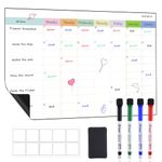 POPRUN Magnetic Weekly Family Planner Whiteboard Calendar for Fridge, Chore Chart for Kids and Family, Chores Board, Dry Wipe Clean Weekly Menu Memo Board, To Do List Board Monday to Sunday, 43 x 28cm