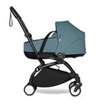 BABYZEN YOYO² Black Frame + Aqua Bassinet - Includes Thick Double Mattress, Ventilated Shell & Canopy