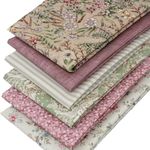 6 Fat Quarters Bundle - Country Escape Floral Fabrics in Soft Pink, Green and Cream. 100% Cotton for Quilting, Patchwork & Crafting (Includes Free Patchwork Pattern by Overdale Fabrics)