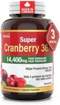 Herba Cranberry Supplement 36x Extract | 28,800mg Per Day | 180 Cranberry Pills for Women and Men | High Potency Formula to Help Prevent Urinary Tract Infection (UTI) | Made in Canada