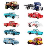 Hot Wheels Set of 10 Commercial Vehicles Set of Semi-Trailers, Pickups, Construction Trucks and Other, Modern and Vintage Models, Children's Toy, from 3 Years, HMK46