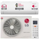 LG 1 Ton 3 Star Dual Inverter Split Ac (Copper, AI Convertible 6-In-1 Cooling, HD Filter with Anti-Virus Protection, 2024 Model, TS-Q12CNXE, White)