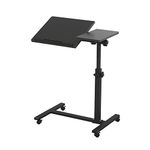 Portable Tilting Mobile Laptop Computer Desk -OZHOMY Height-Adjustable from 23"-36" 360° Swivel Lockable Casters Laptop Cart Sofa Overbed Table for Living Room, Bedroom and Office (Black)