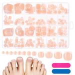 JSRQT 360 PCS French Fake Toe Nail Art Tips with Nail File False Nail for Toes Acrylic Toe Nail Nude White False Toe Nails False Toenails Full Cover Press on Toenails Stick on Toenails for Women Girls