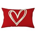 Ogiselestyle Love Heart Throw Pillow Cover, 12 x 20 Inch Valentine's Day Mother's Day Anniversary Wedding Cushion Case Decoration for Sofa Couch