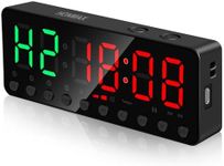 HONMAX Portable Gym Timer, Fitness Timer Clock, Home Garage Gym Workout Timer, Built-in Strong Magnet and Lithium Battery and Beat Function, Large LED Digital Anti-Vertigo Display(Black+Black)