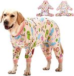 LovinPet Large Dog Clothes: Pajamas for Large Dogs, Slim Fit/Lightweight Pullover Dog PJ's, Full Coverage/Animals Allover Pink Print/Pet Pajamas/Large