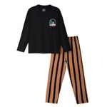 Nap Chief Unisex Child Regular Fit Printed Snowglobe Striped Pajama Set - (NC1138Y_Black_3-4 Years)