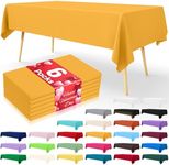 Smiry Disposable Table Cloth - 6 Pack, 54 x 108 Inch Table Cloths for Parties, Decorative Tablecloths for Rectangle Tables, Waterproof Plastic Table Cover, Leakproof & Sturdy, Mustard Yellow