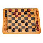 WE Games Solid Wood Checkers Set - Red & Black Traditional Style with Grooves for Wooden Pieces