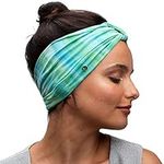 BLOM Original Tie Dye Headbands for Women. Traditionally dyed in Bali. Wear for yoga, fashion, working out, travel, or running. Wear wide turban knotted. Multi style design. (Lagoon)