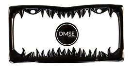 DMSE Universal Metal Shark Tooth Teeth Jaws License Plate Frame Cool Design For Any Vehicle (Black Sharks Tooth)