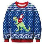 ALBIZIA Unisex's Dinosaur Pattern Ugly Christmas Xmas Pullover Sweatshirt BFT035 US S/M