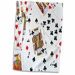 3dRose "Scattered Playing Cards Photo, for Card Game Players E.g. Poker Bridge Games Casino Las Vegas Night Towel, Polyester/Cotton, White, 15 x 22-Inch