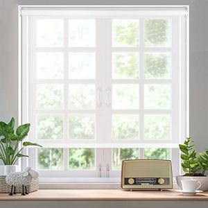 HIDODO Light Filtering Roller Shades Semi Sheer Shades with 5% Openness Solar Screen, UV Protection Roller Blinds for Windows, Living Room, Office and Home, 28" W x 72" L, White