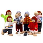 SumDirect Sets of 8 People Wooden Family Doll Toys, Lovely Happy Family Dolls Playset Doll House Accessories for Doll House Kids Children Toy (Style 5)