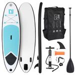 10ft Inflatable Paddle Board - Ultra-Light Stand Up Paddle Board with 3 Fins for Adults with Pump, Waterproof Bag, Leash & Adjustable Oar for Water Racing, Surfing & SUP - Blue