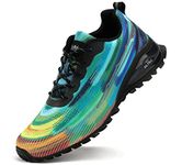 Kricely Trail Running Shoes Mens Breathable Lightweight Trainers Non-Slip Low Rise Walking Shoes（Tie Dye 13）