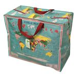 Large Storage Bag with Zip - Strong and Durable 55 x 48 x 28cm 70l - Choice of Design (World Map)