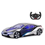 RASTAR BMW i8 Remote Control Car, 1/14 BMW i8 Concept RC Car, Fully Transparent/Interior Light - Silver