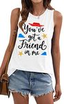 Women Tank Top Friends Shirt Funny Letter Print Sleeveless Cute Graphic Tee Top (White, Medium)