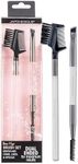 JAPONESQUE Brow & Eye Brush Set, Includes Brow/Lash Comb to Separate Lashes, Angled Liner Brush for Brow Filler Application, Spoolie to Smooth