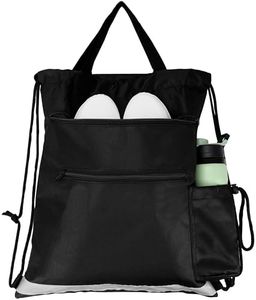 BELLE VOUS Sacca Sportiva - Zaino da Palestra con Coulisse - Sacchetta Impermeabile - con Corde Resistenti all’Acqua - con Cerniera e Tasche - per Uomo e Donna - Nero