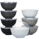 Greentainer Unbreakable Large Cereal Bowls with lids - 24 OZ Plastic Lightweight Bowl Sets 8 - Dishwasher & Microwave Safe - for Cereal, Salad,Soup, Noodle,16 Pieces (Dawn)