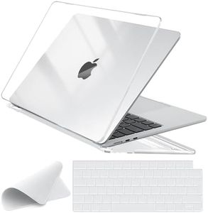 EooCoo Coque Compatible avec MacBook Air 15 Pouces 2023 M2 A2941 2024 M3 A3114 avec 15,3" Retina Display, Protection Étui Rigide, Protection Clavier, Chiffons de Polissage - Cristal Transparent Clair